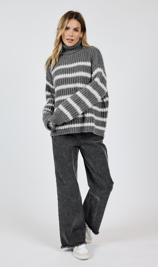 Sadie & Sage AKI TURTLE NECK STRIPED SWEATER