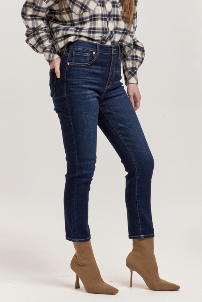DEAR JOHN STELLA HIGH RISE CROPPED SLIM STRAIGHT FIT JEANS