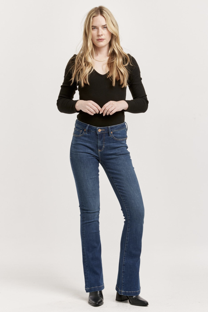 DEAR JOHN ROSA MID RISE FULL INSEAM FLARE JEANS