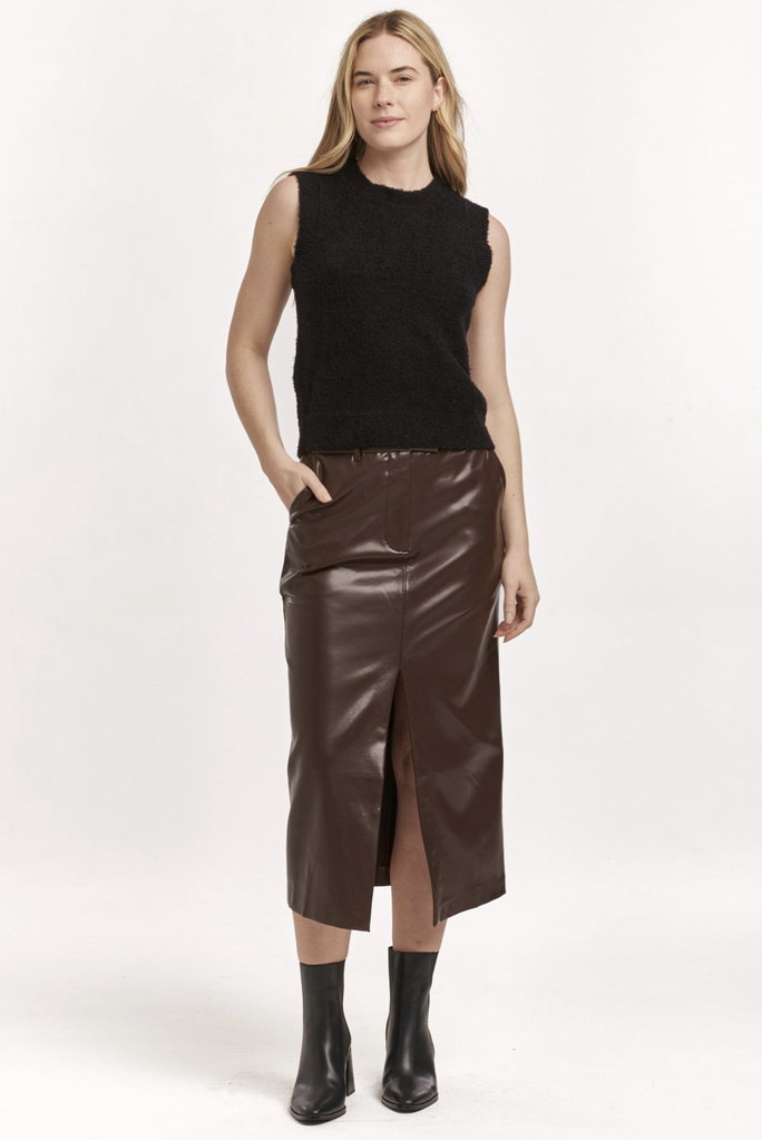 DEAR JOHN JEN MID NECK SLEEVELESS FITTED SWEATER