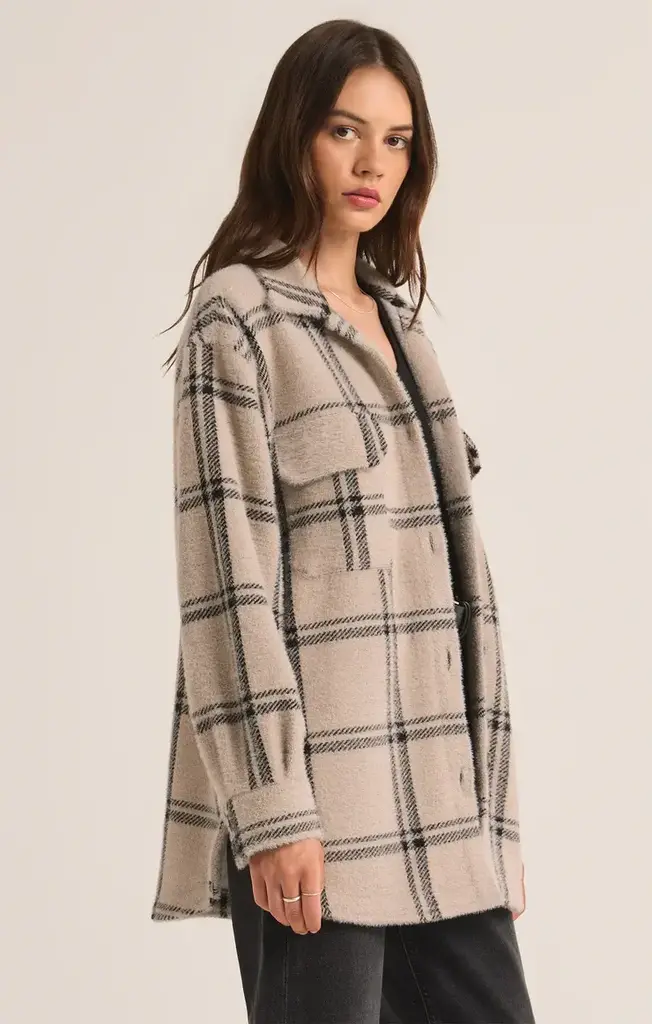 Z SUPPLY PLAID TUCKER SHIRT JACKET