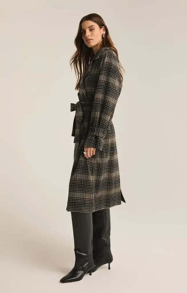 Z SUPPLY JACKIE PLAID TRENCH COAT