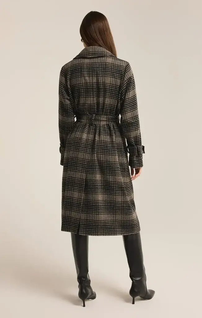 Z SUPPLY JACKIE PLAID TRENCH COAT