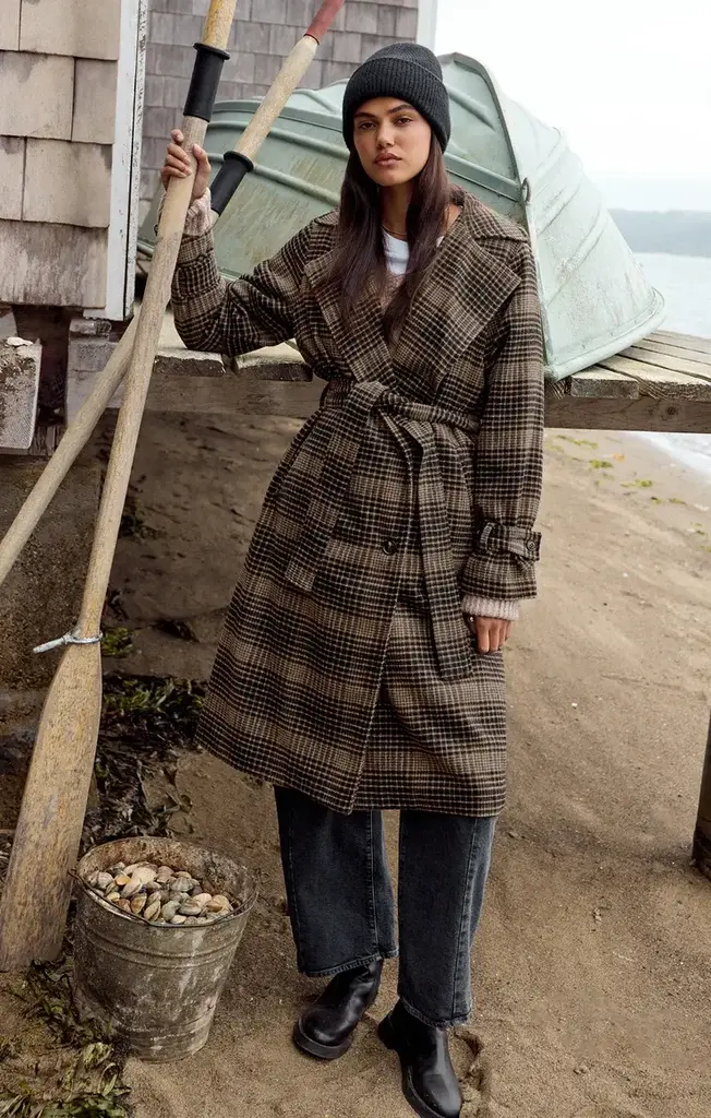 Z SUPPLY JACKIE PLAID TRENCH COAT