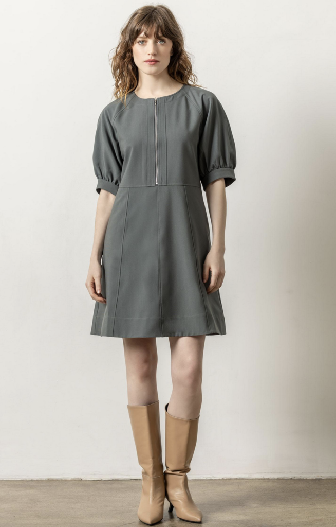 ZIP FRONT FLARED DRESS