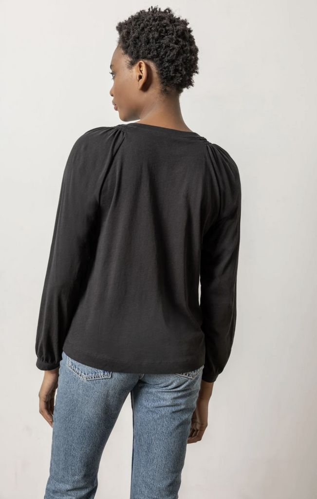 FULL SLEEVE SMOCKED V-NECK