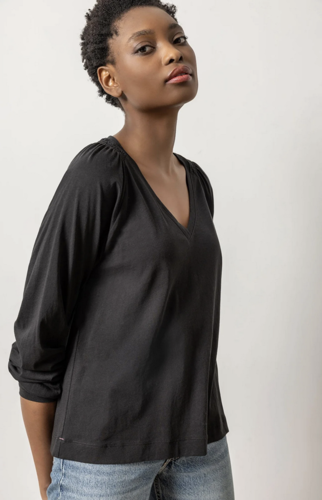 FULL SLEEVE SMOCKED V-NECK
