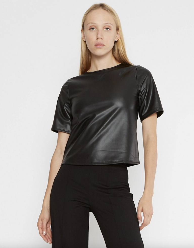 RIPLEY RADER VEGAN LEATHER SHORT SLEEVE TOP