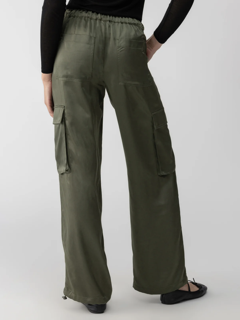 SANCTUARY SATIN CARGO WIDE LEG PANT