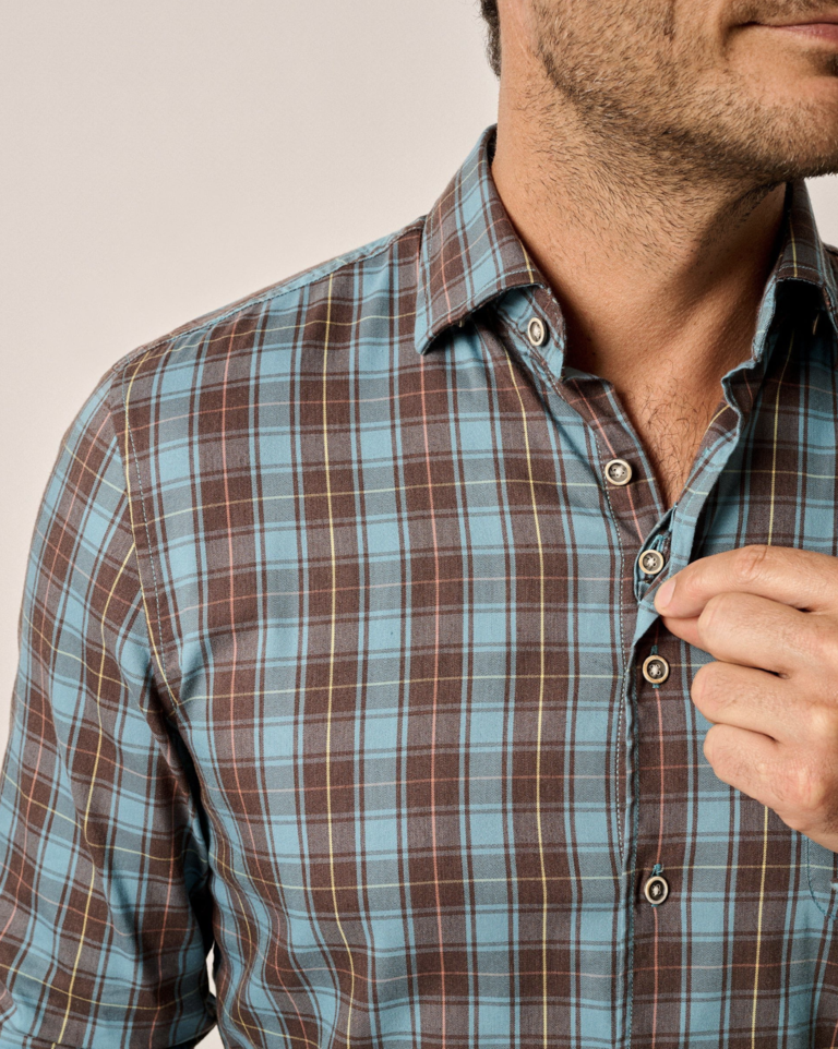 JOHNNIE-O CARRILLO TUCKED COTTON BLEND BUTTON UP SHIRT