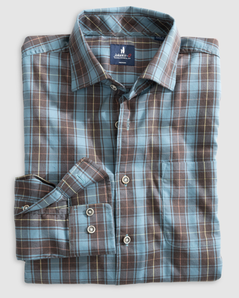 JOHNNIE-O CARRILLO TUCKED COTTON BLEND BUTTON UP SHIRT