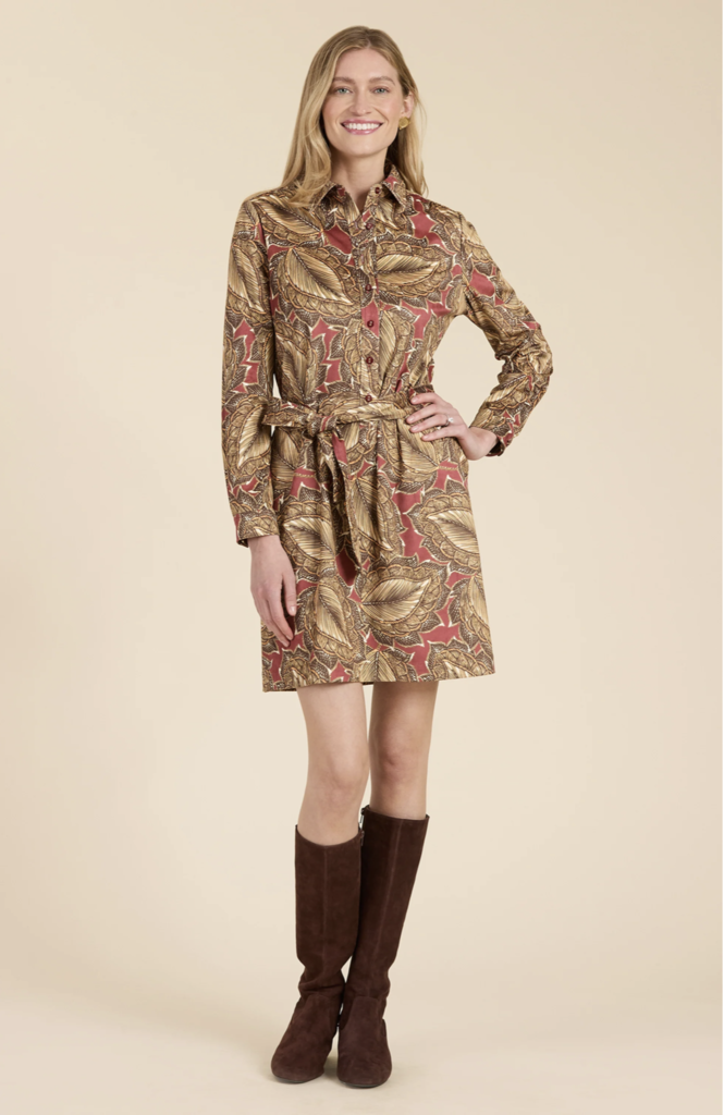 ZIVA FAUX SUEDE TOBACCO LEAF DRESS