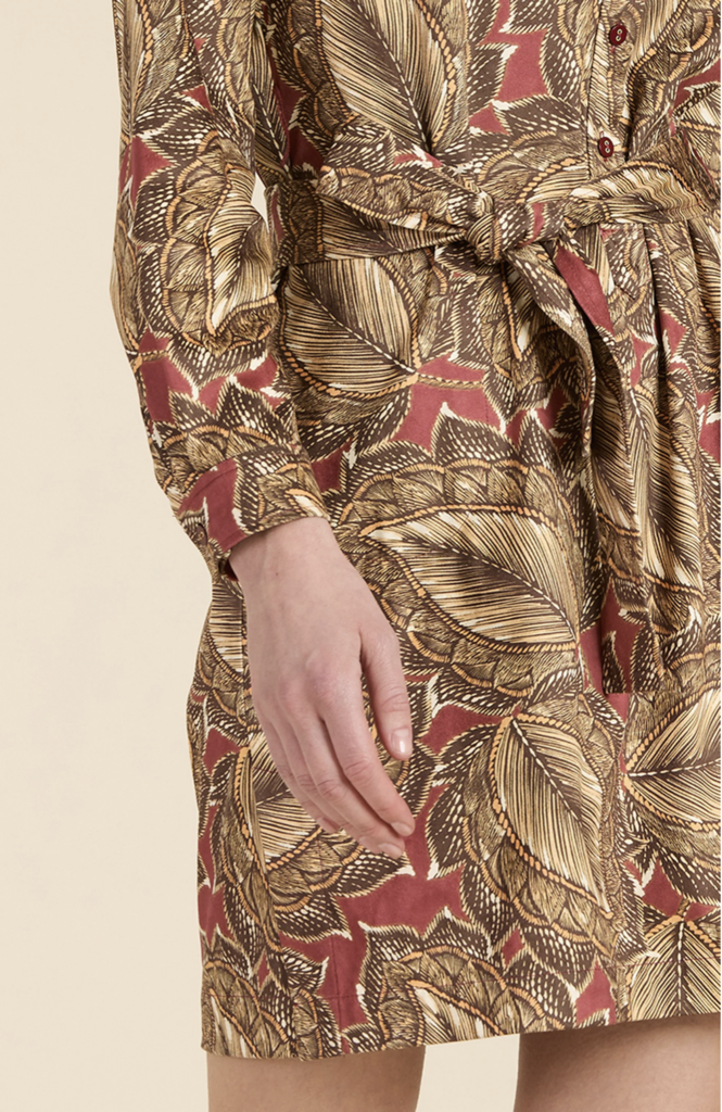 ZIVA FAUX SUEDE TOBACCO LEAF DRESS