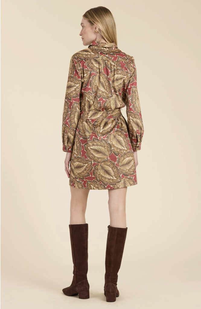 ZIVA FAUX SUEDE TOBACCO LEAF DRESS