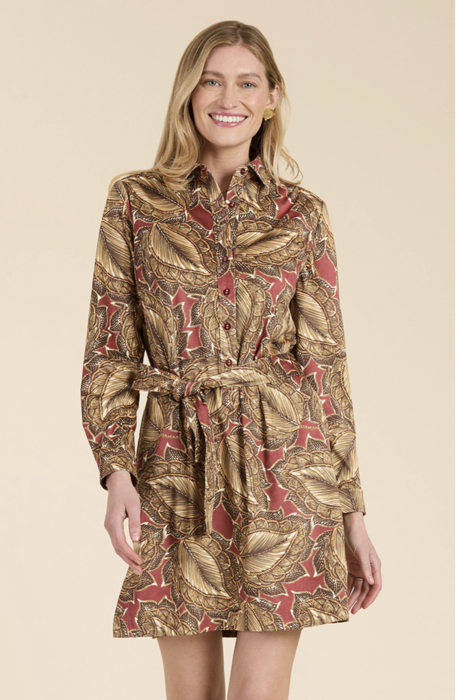 ZIVA FAUX SUEDE TOBACCO LEAF DRESS
