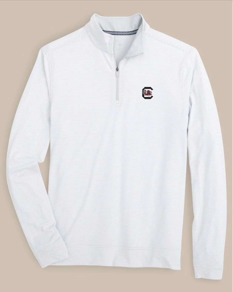 USC GAMECOCKS L/S CRUISER MICRO STRIPE HEATHER QUARTER ZIP