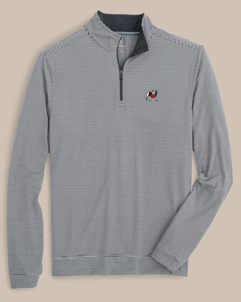 GEORGIA BULLDOGS L/S CRUISER MICRO STRIPE HEATHER QUARTER ZIP