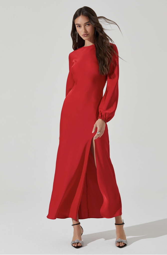 ASTR THE LABEL ELYSE SATIN MAXI DRESS