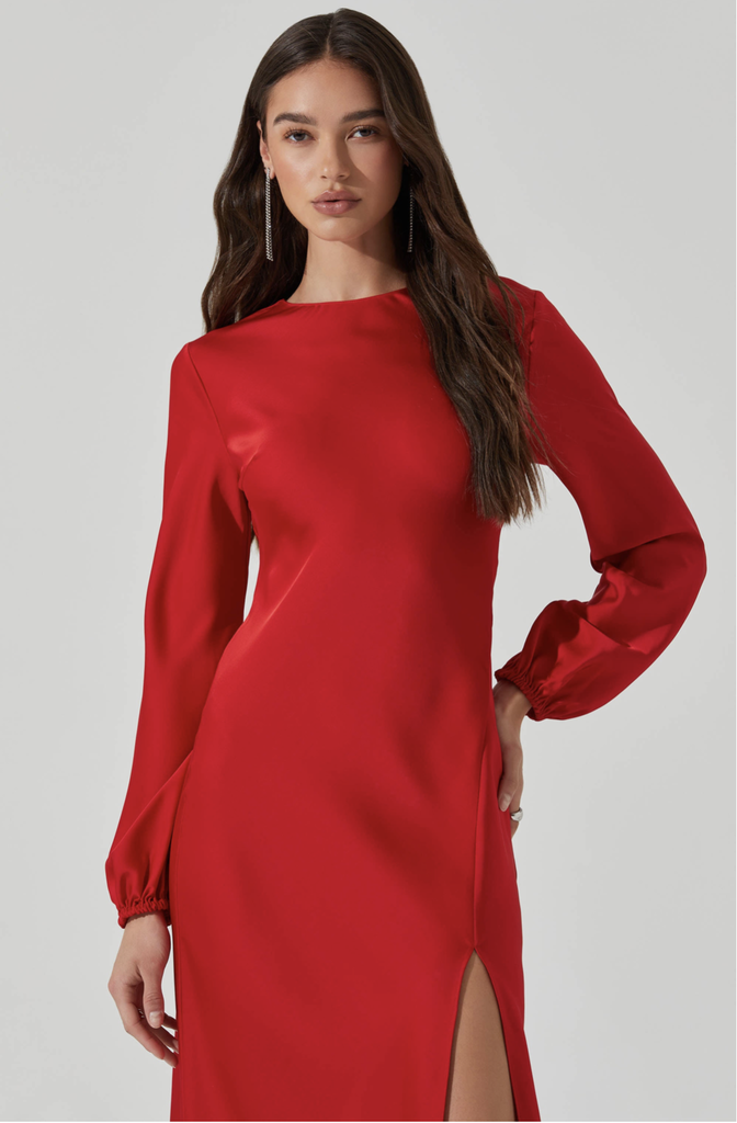 ASTR THE LABEL ELYSE SATIN MAXI DRESS