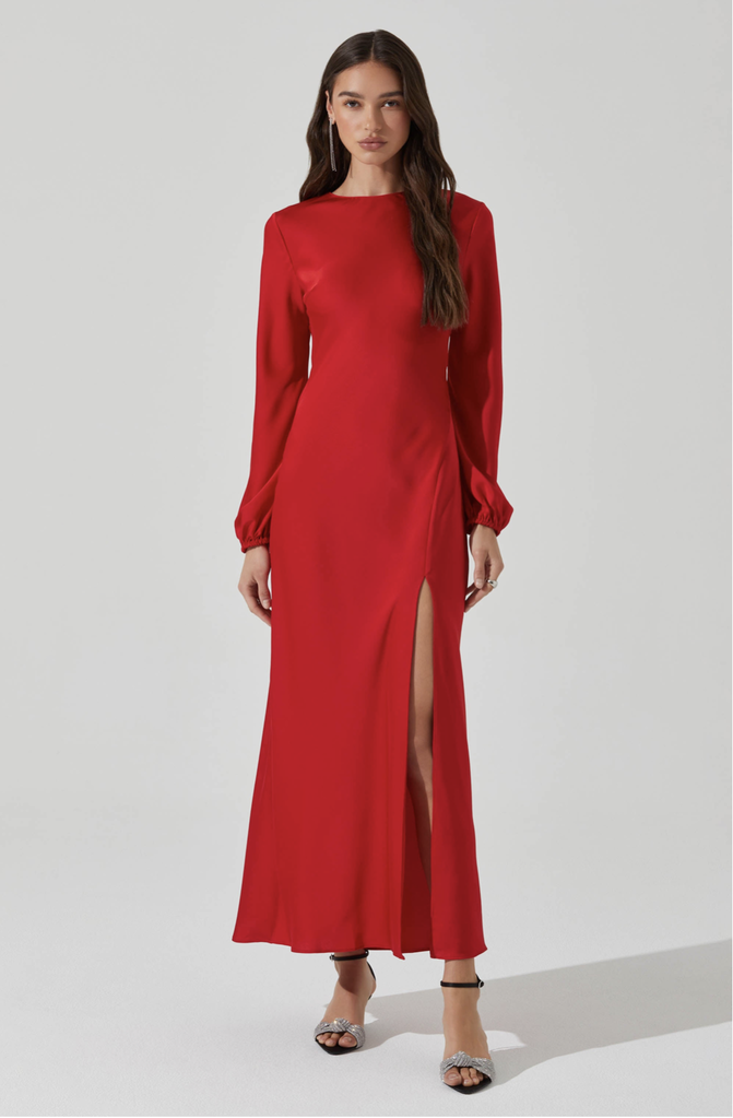 ASTR THE LABEL ELYSE SATIN MAXI DRESS