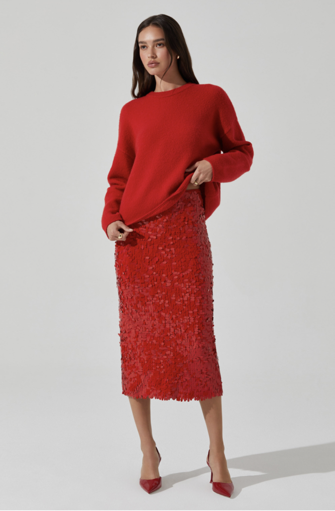 ASTR THE LABEL BOWIE CREWNECK SWEATER