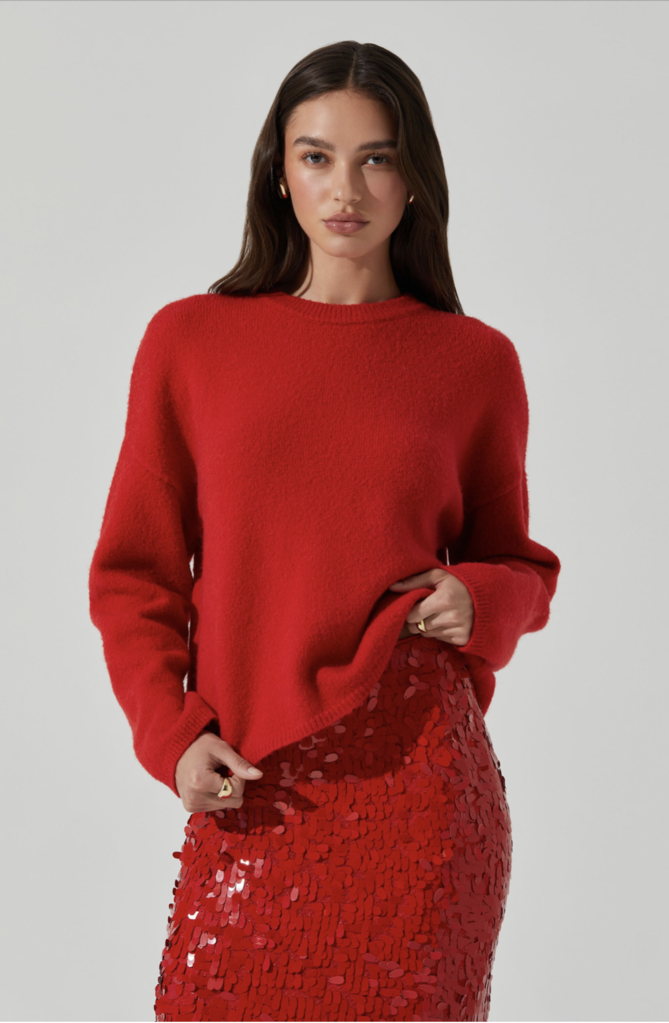 ASTR THE LABEL BOWIE CREWNECK SWEATER