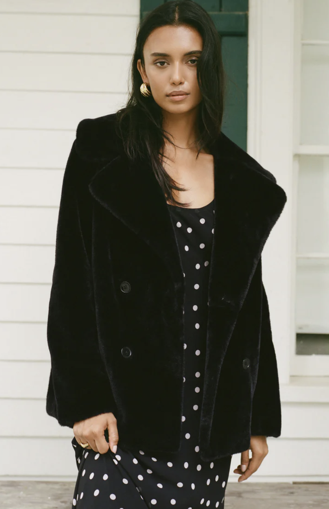 Z SUPPLY GEM DOUBLE BRESTED FAUX FUR COAT