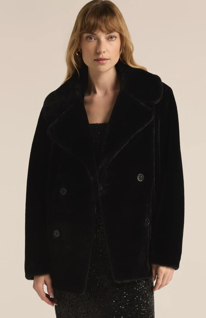 Z SUPPLY GEM DOUBLE BRESTED FAUX FUR COAT
