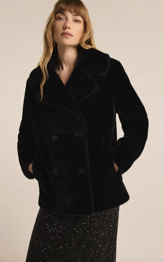 Z SUPPLY GEM DOUBLE BRESTED FAUX FUR COAT