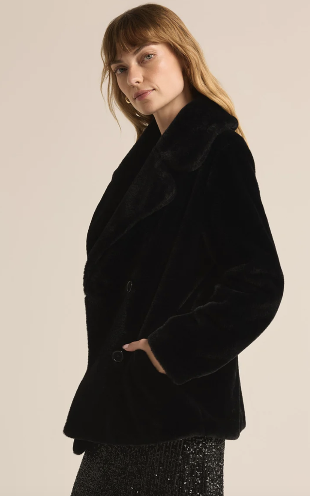 Z SUPPLY GEM DOUBLE BRESTED FAUX FUR COAT