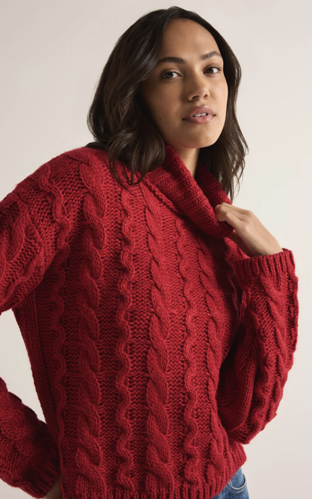 Z SUPPLY TIED TO YOU CABLE KNIT SWEATER