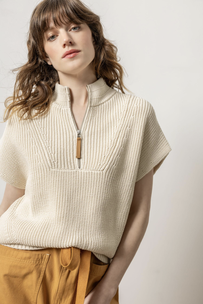 HALF ZIP PONCHO SWEATER