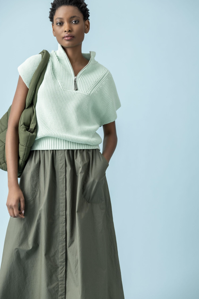 POPLIN BUTTON DOWN SKIRT