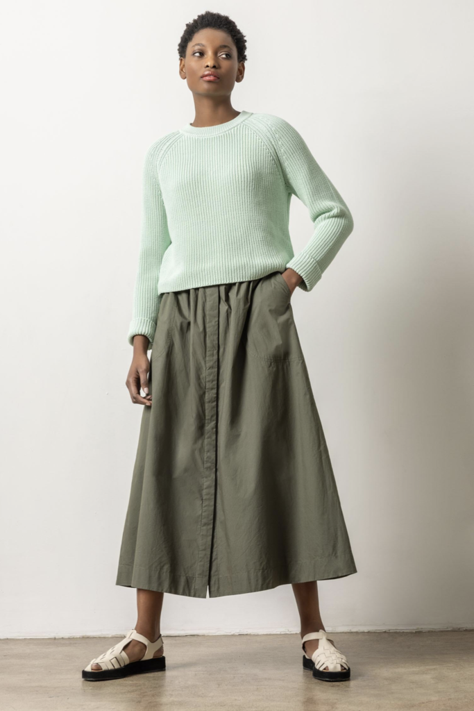 POPLIN BUTTON DOWN SKIRT