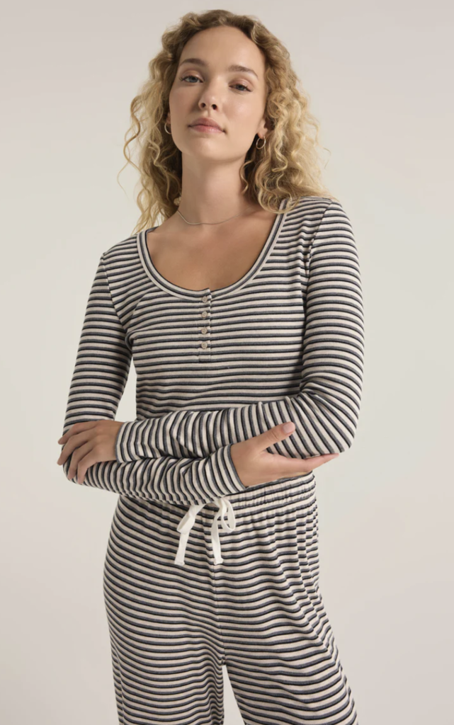 Z SUPPLY LOUNGE CONSTANCE STRIPE MODAL RIB TOP