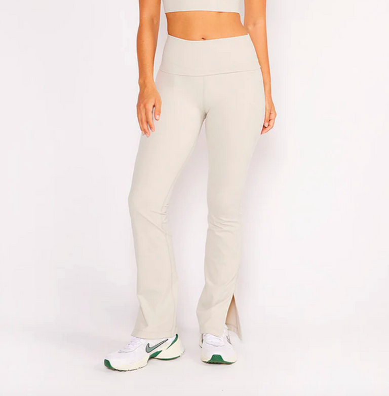 CREAM YOGA ANGEL FOLDED WAIST FLARE PANTS