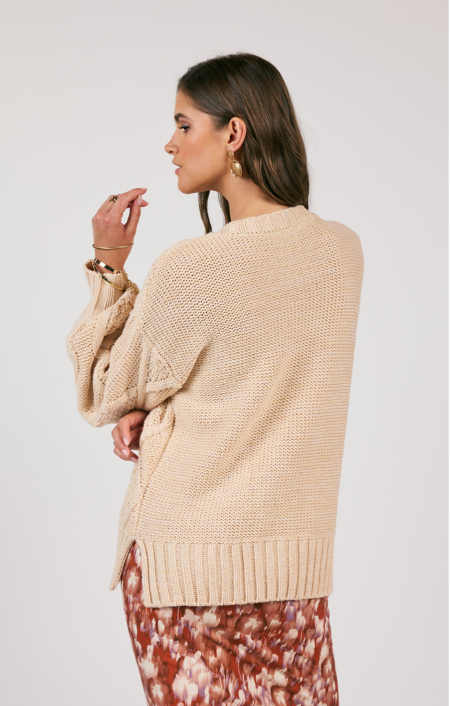 SAGE THE LABEL CEDAR OVERSIZED CABLE KNIT SWEATER