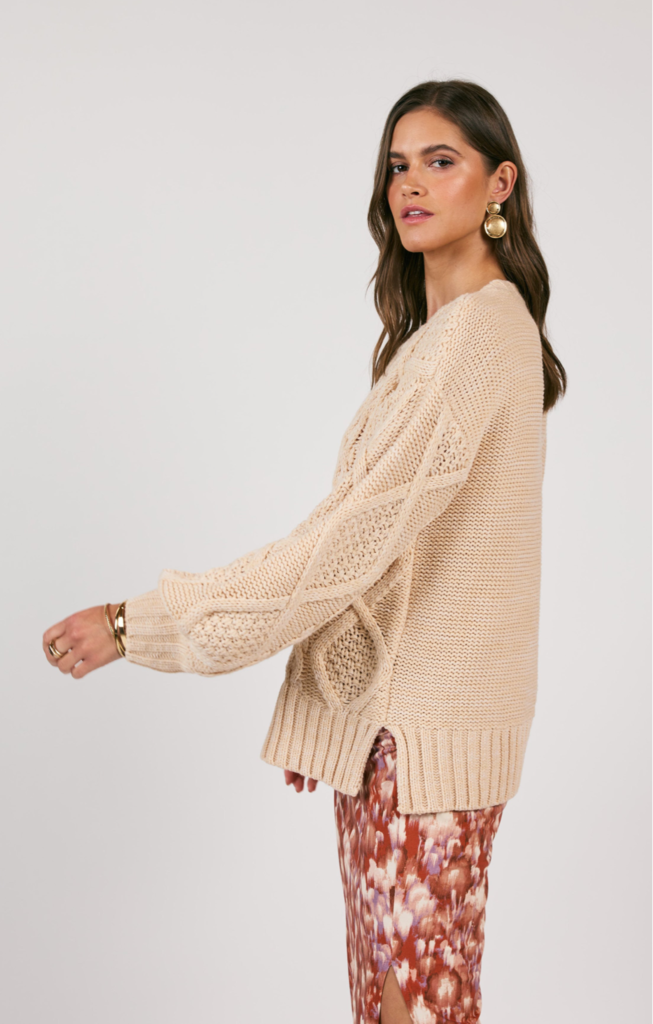 SAGE THE LABEL CEDAR OVERSIZED CABLE KNIT SWEATER