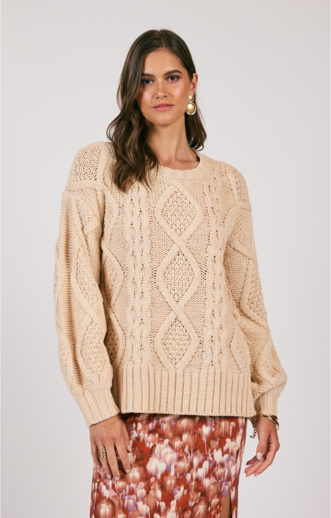 SAGE THE LABEL CEDAR OVERSIZED CABLE KNIT SWEATER