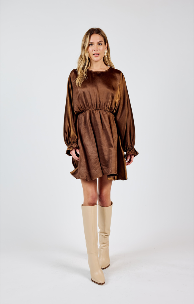 Sadie & Sage WARM TEA DOLMAN SLEEVE MINI DRESS