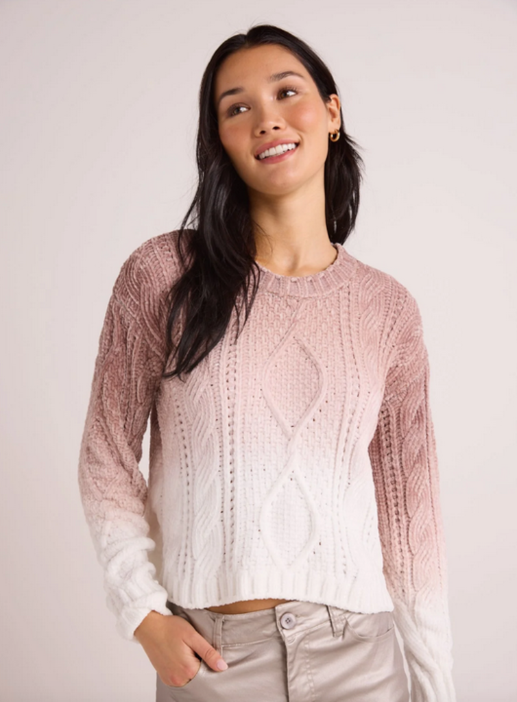 BELLA DAHL CABLE CREW NECK SWEATER