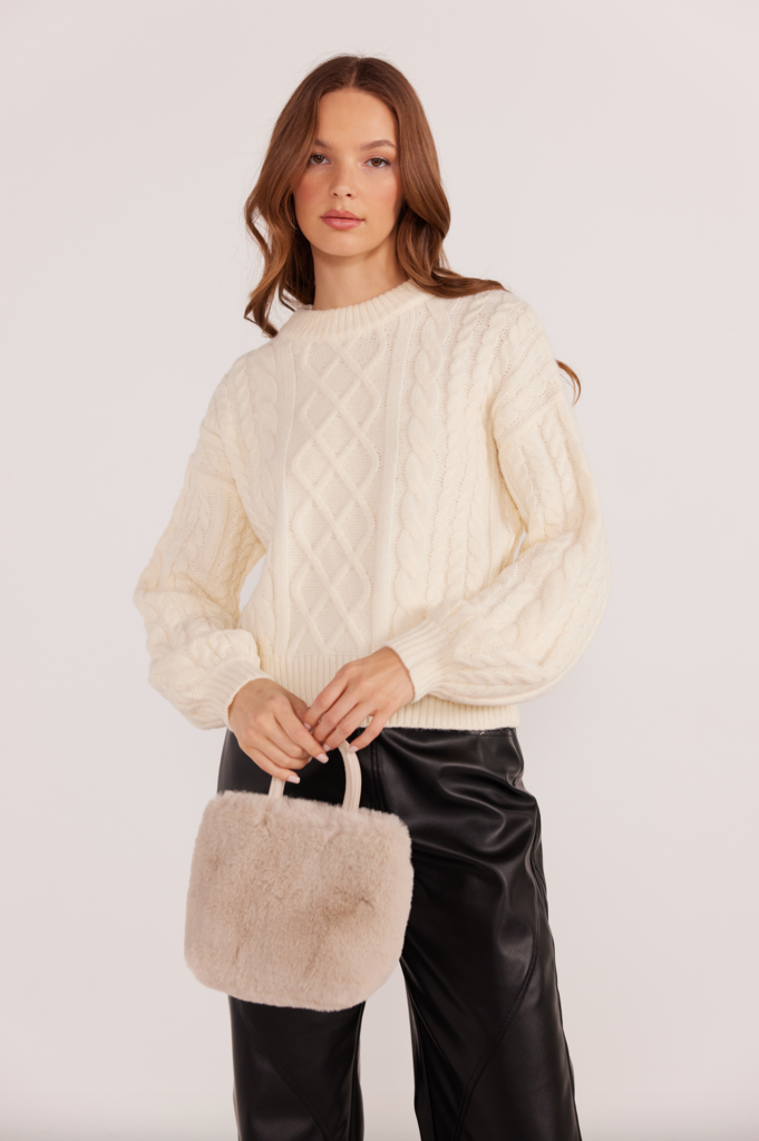MINKPINK ESTELLE CABLE KNIT SWEATER