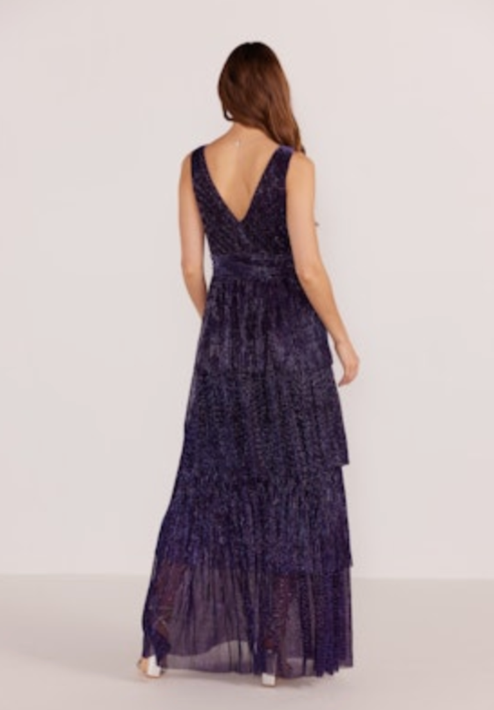 MINKPINK ENYA LUREX PLISSE MIDI DRESS