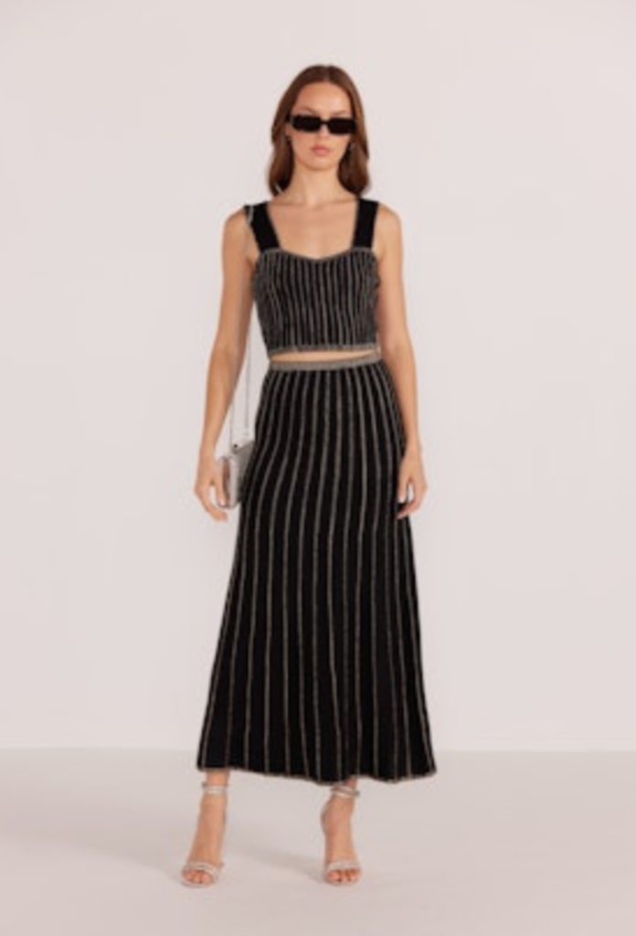 MINKPINK CELIA LUREX STRIPE CROP TOP