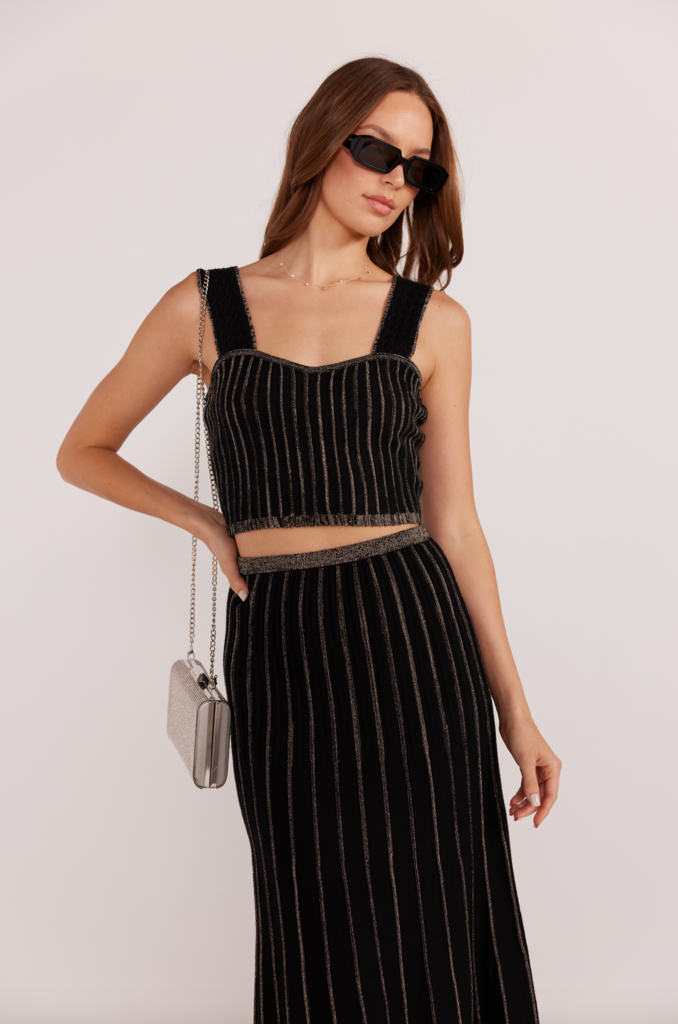 MINKPINK CELIA LUREX STRIPE CROP TOP