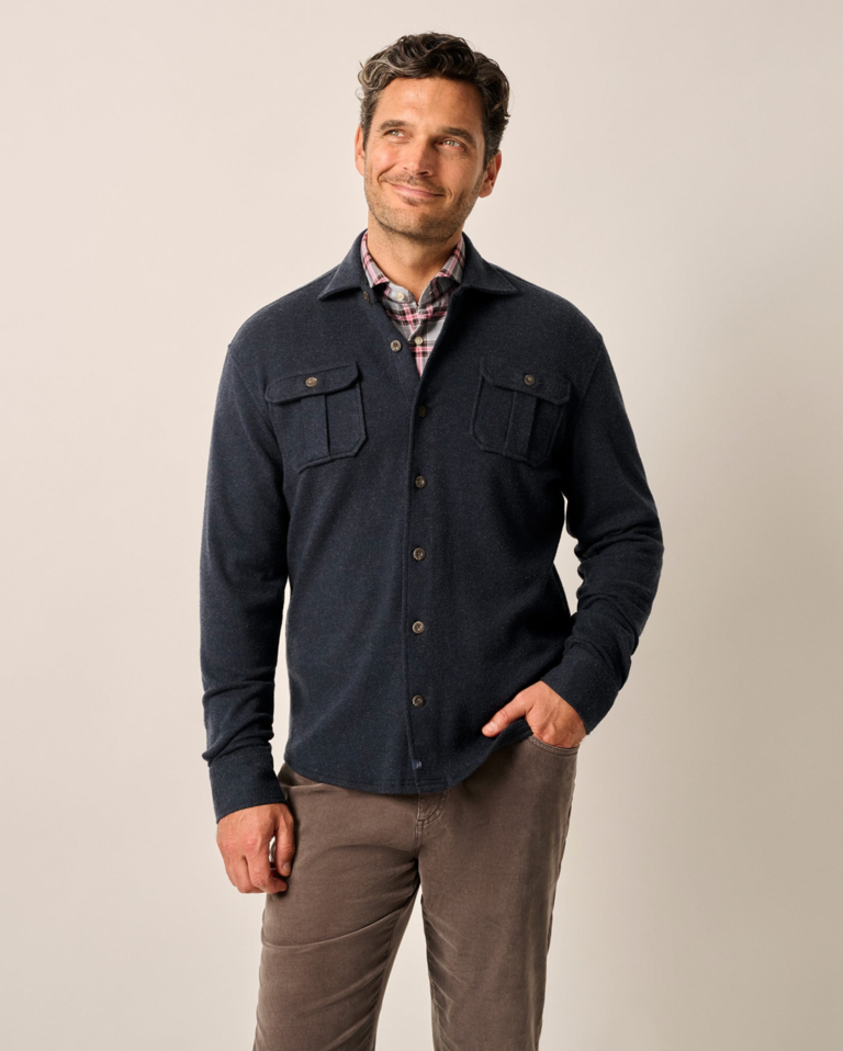 JOHNNIE-O BRIGGS STRETCH KNIT FLANNEL LODGE SHIRT