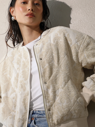 MICAH EMBROIDERED QUILTED BOMBER JACKET