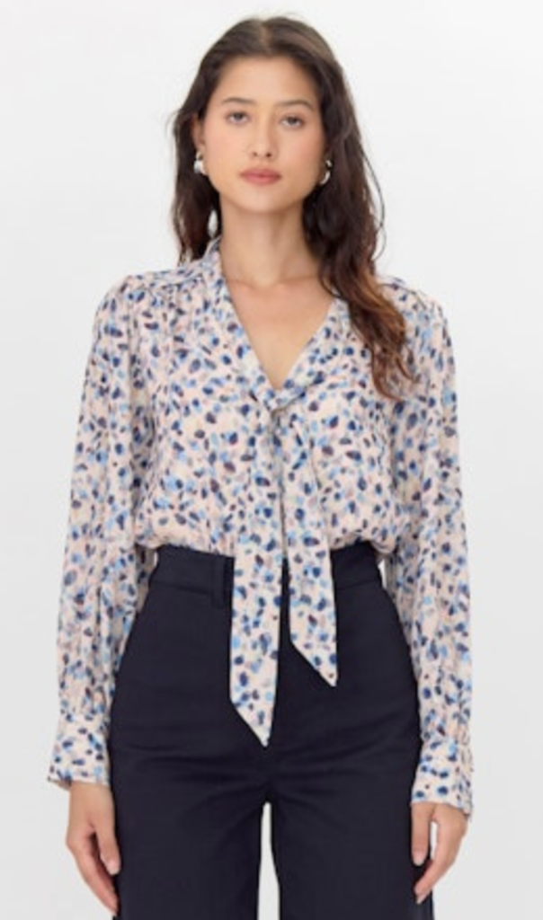 EDNA PRINTED TIE NECK BLOUSE