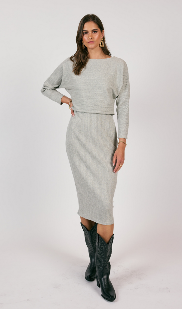 SAGE THE LABEL TAKE A WALK RIBBED KNIT TOP AND DRESS SET