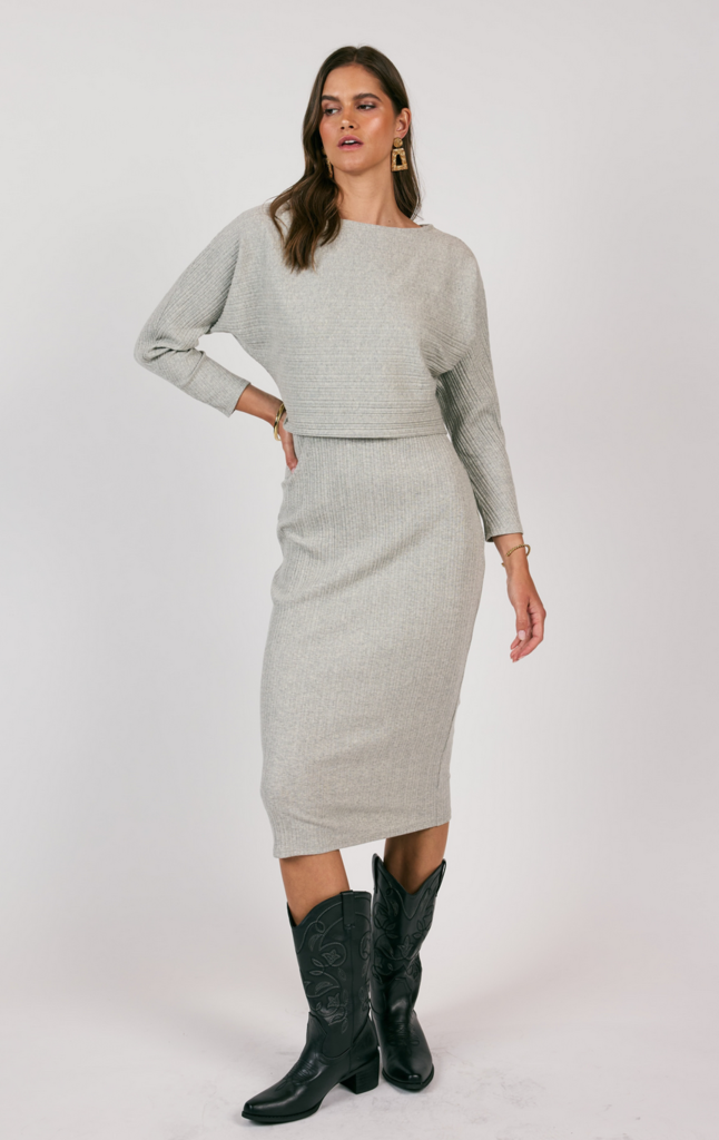 SAGE THE LABEL TAKE A WALK RIBBED KNIT TOP AND DRESS SET